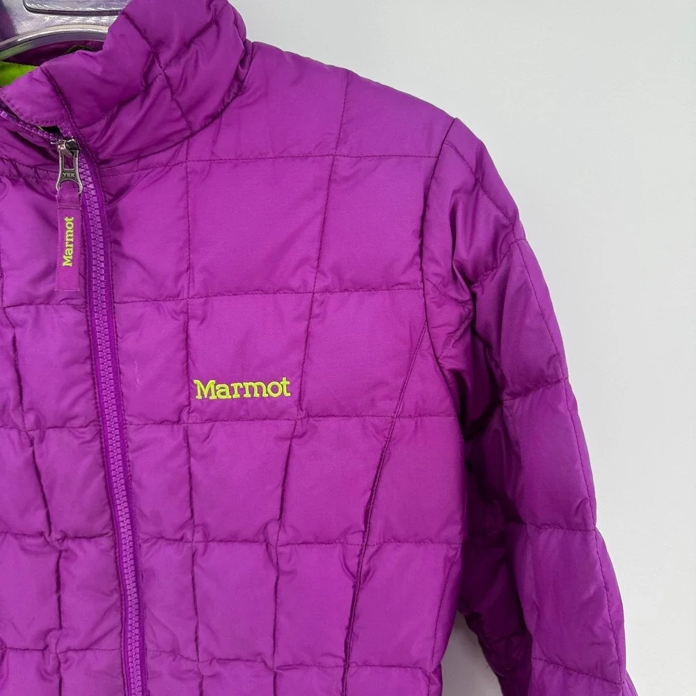 Marmot Jacket Kids Large Purple Puffer 700 Down Fill Youth Outdoors Full Zip